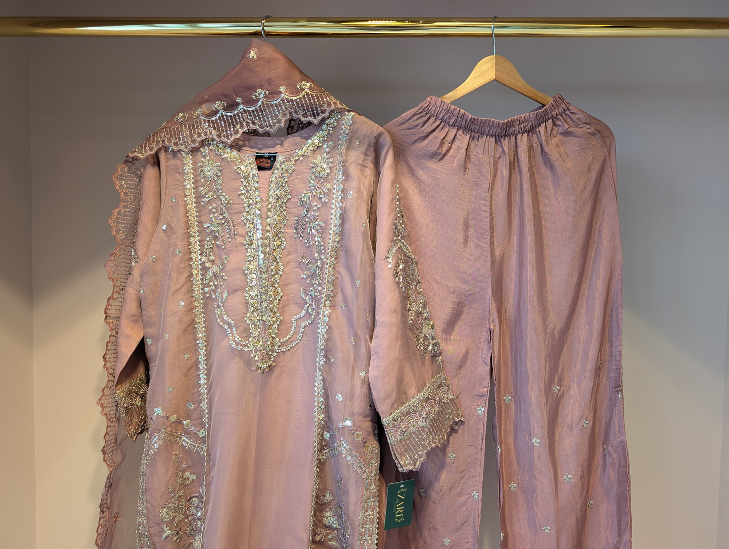 Nude Pink and Gold Kurti