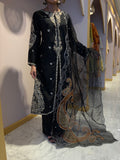Black Long Kurti with Gold Embroidery