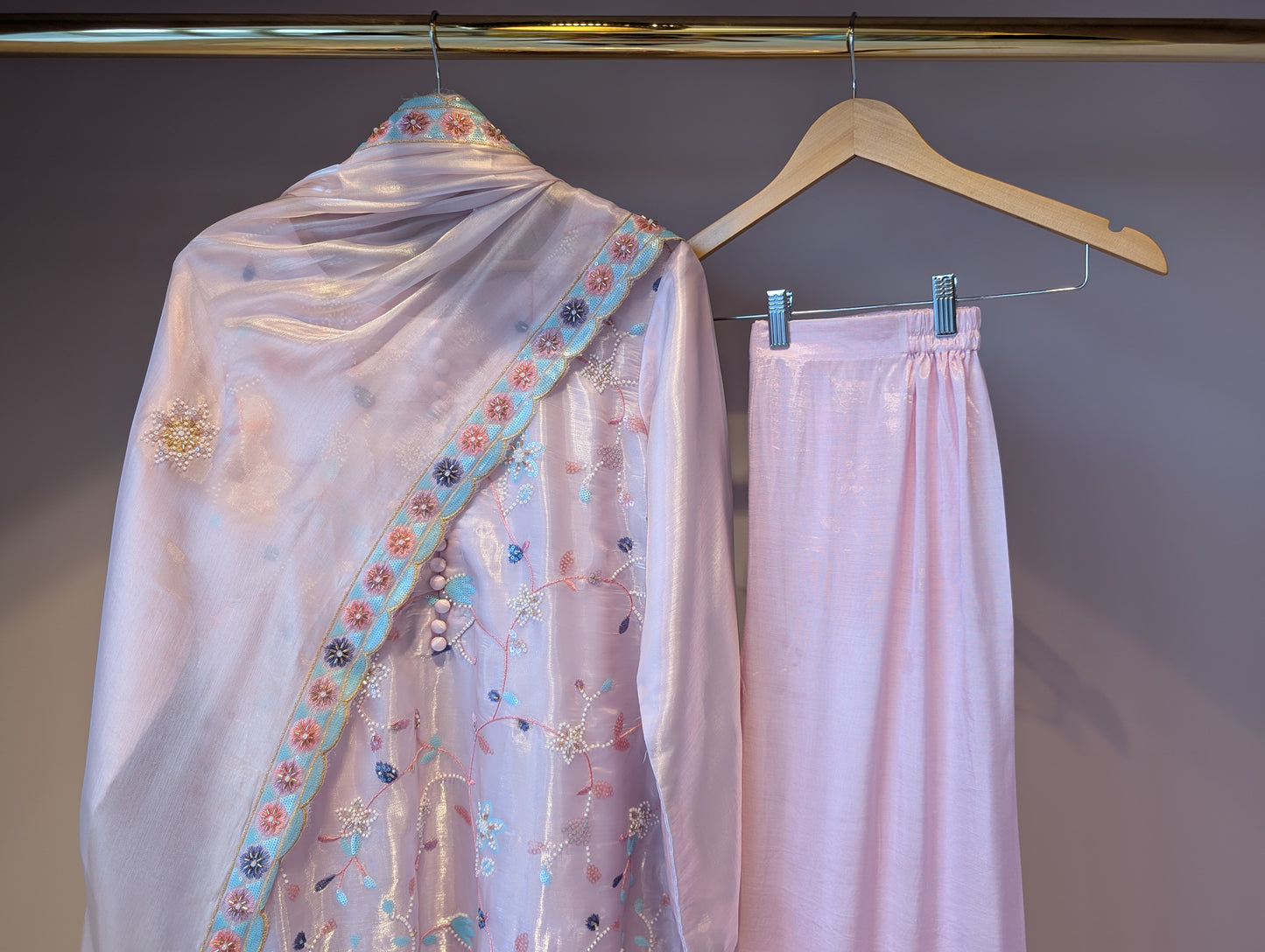 Baby Pink Embroidered Kurti