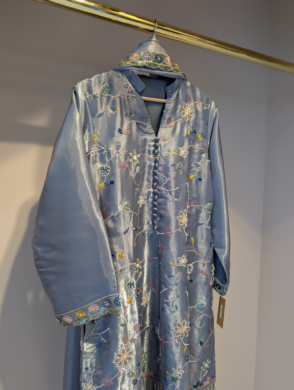 Charcoal Blue Embroidered Kurti