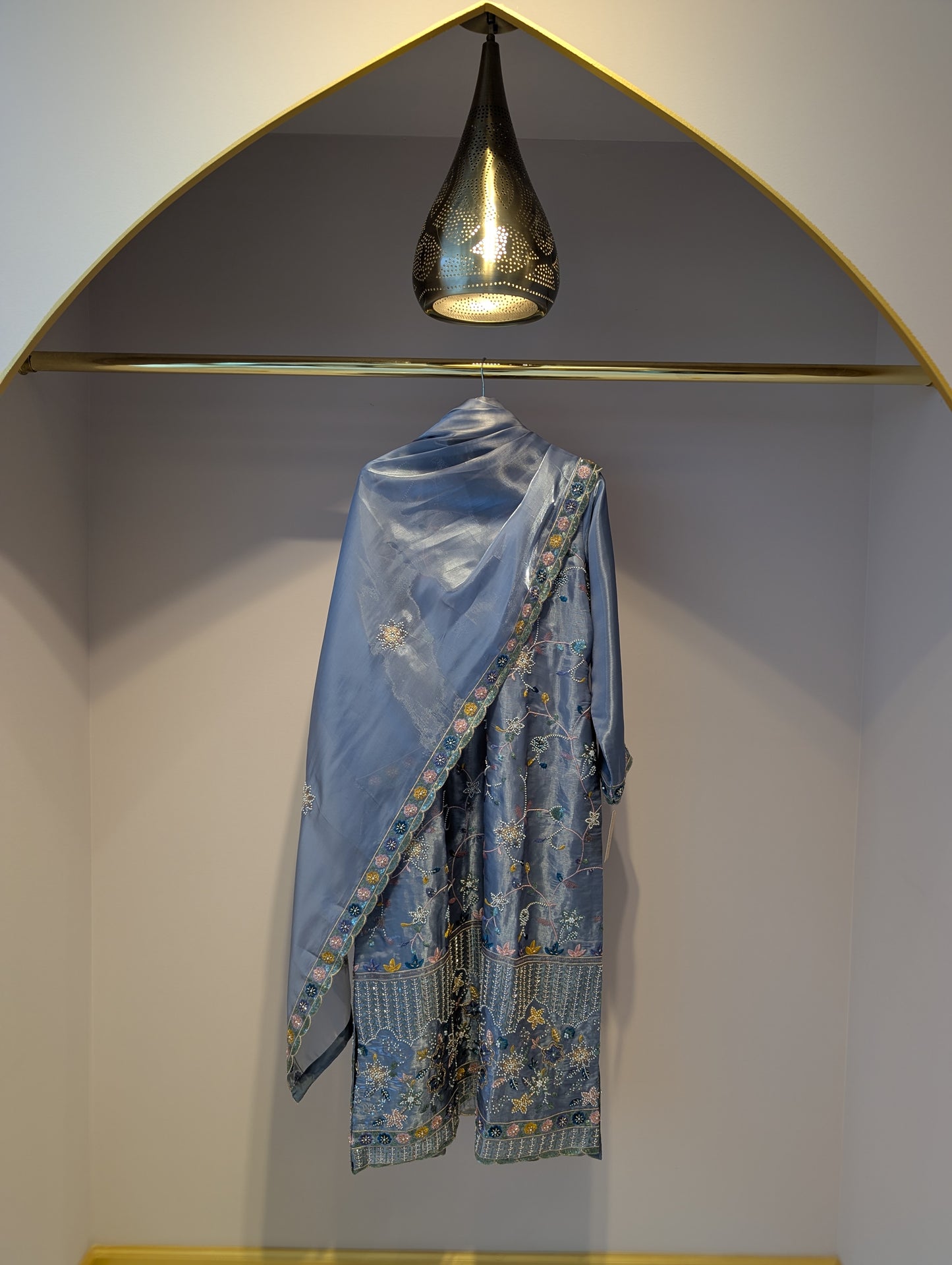 Charcoal Blue Embroidered Kurti