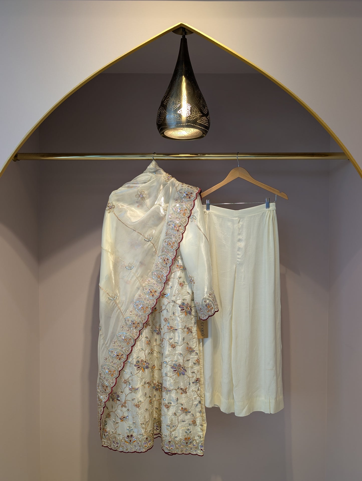 Cream Embroidered Kurti