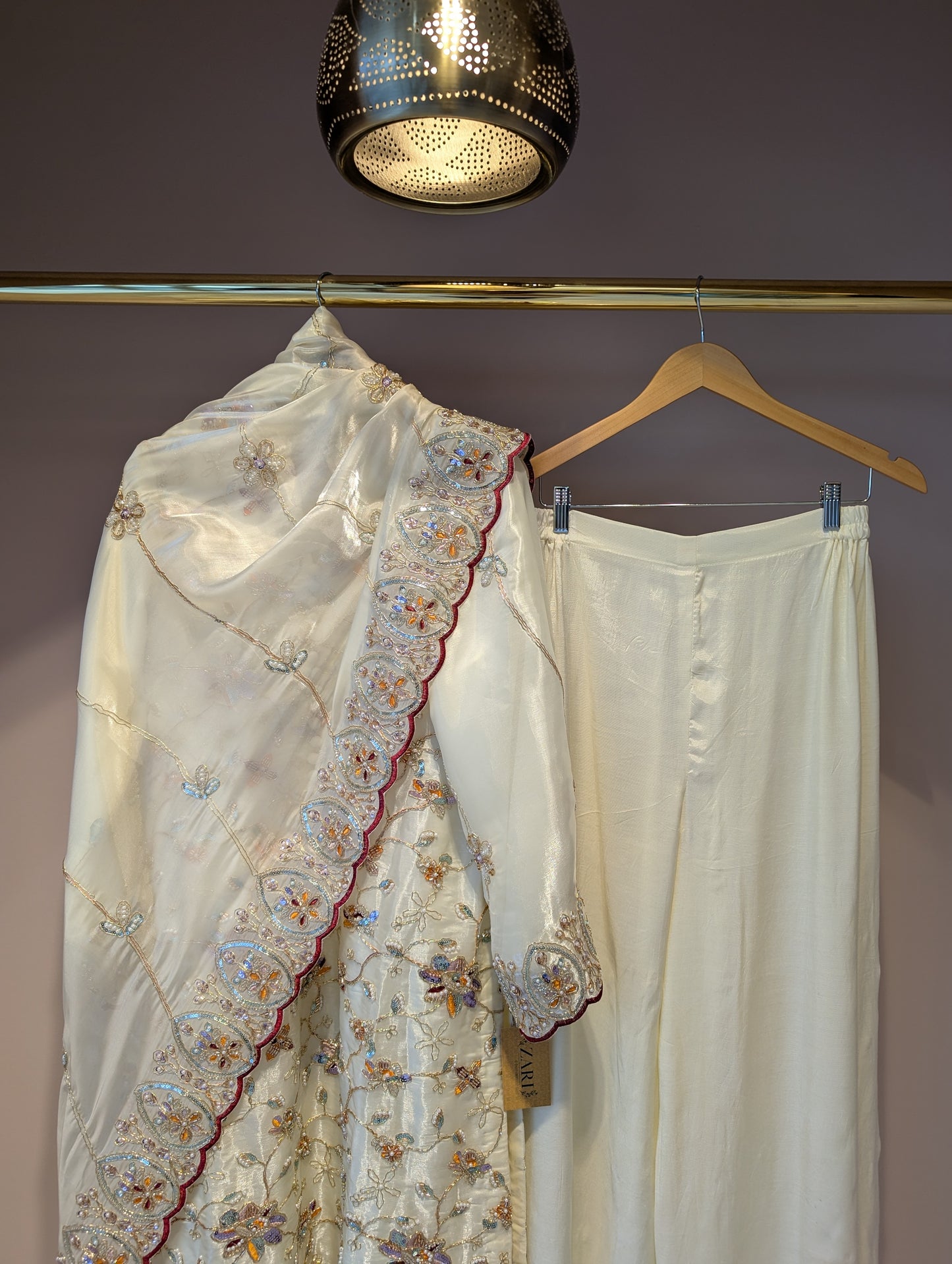 Cream Embroidered Kurti