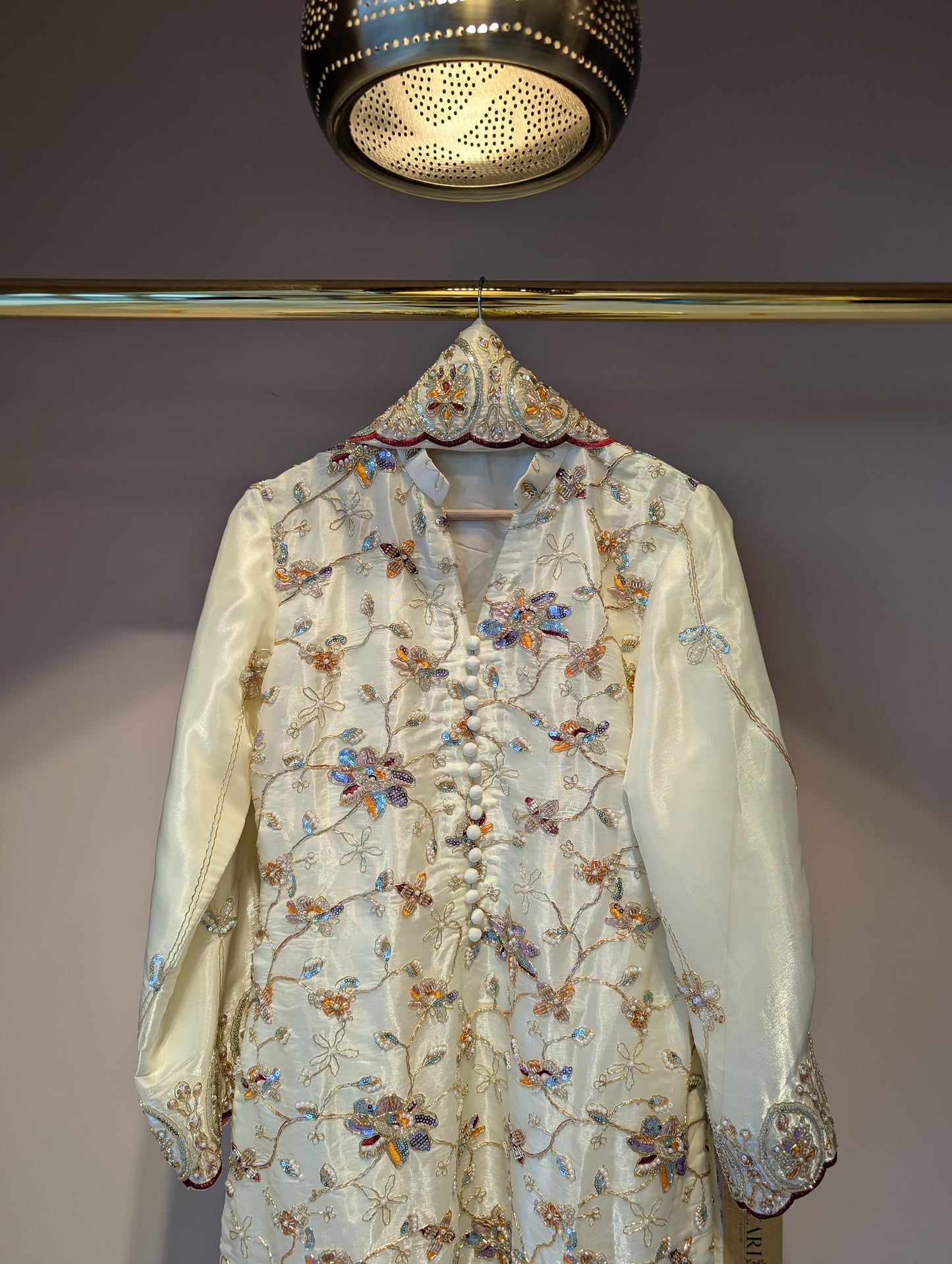 Cream Embroidered Kurti