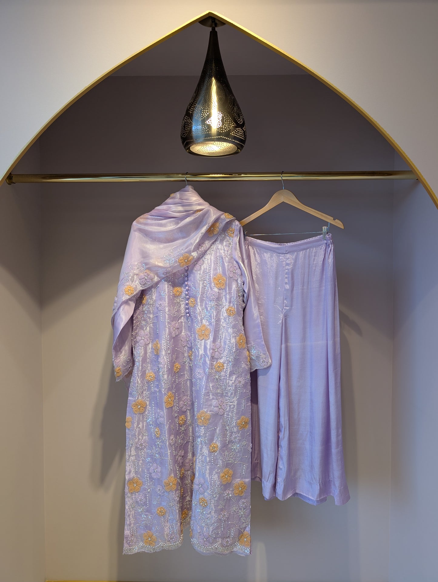Lavender Embroidered Floral Kurti