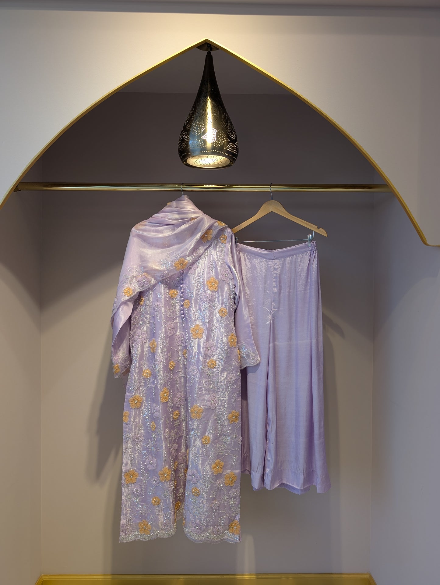 Lavender Embroidered Floral Kurti