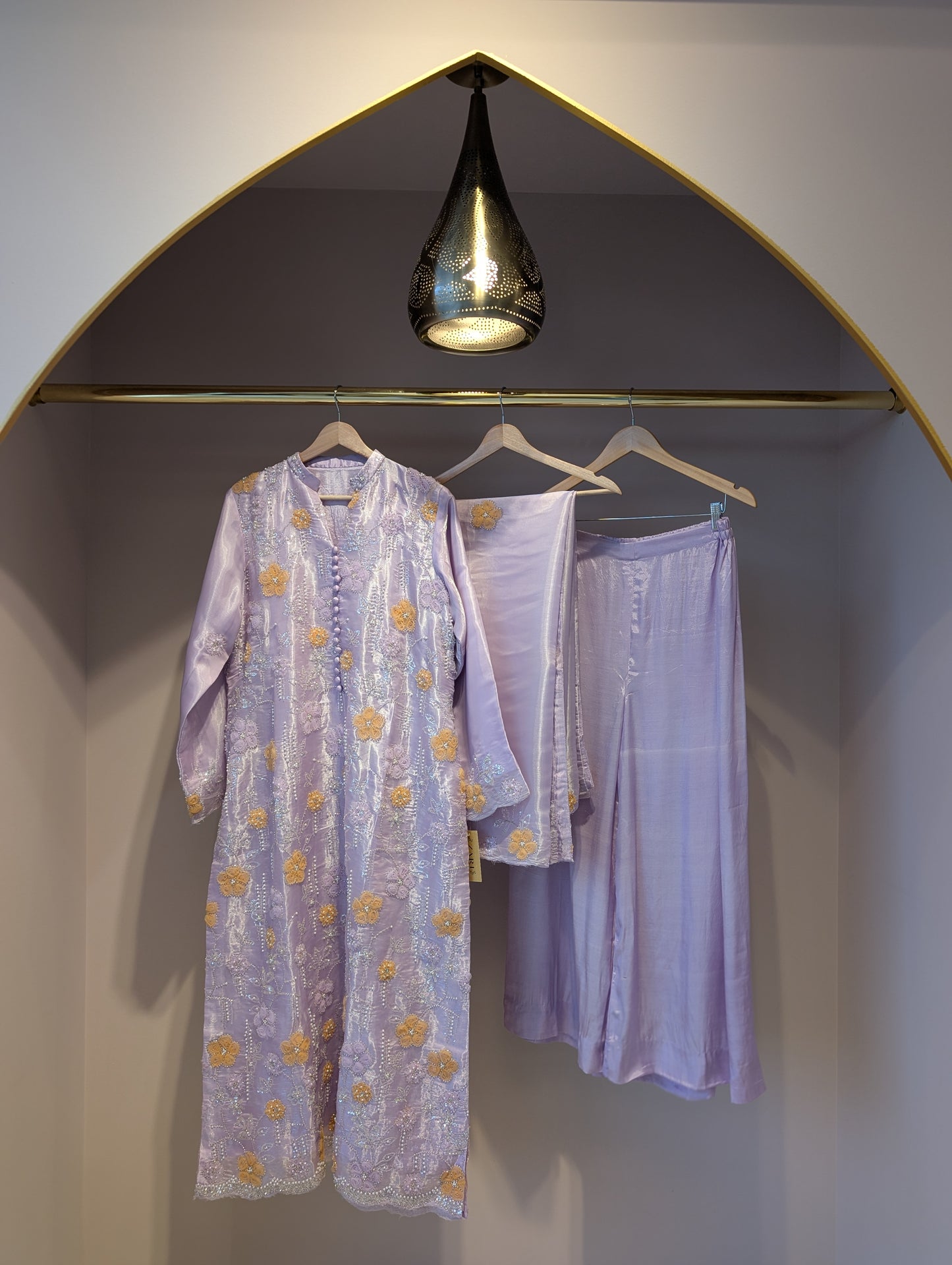 Lavender Embroidered Floral Kurti