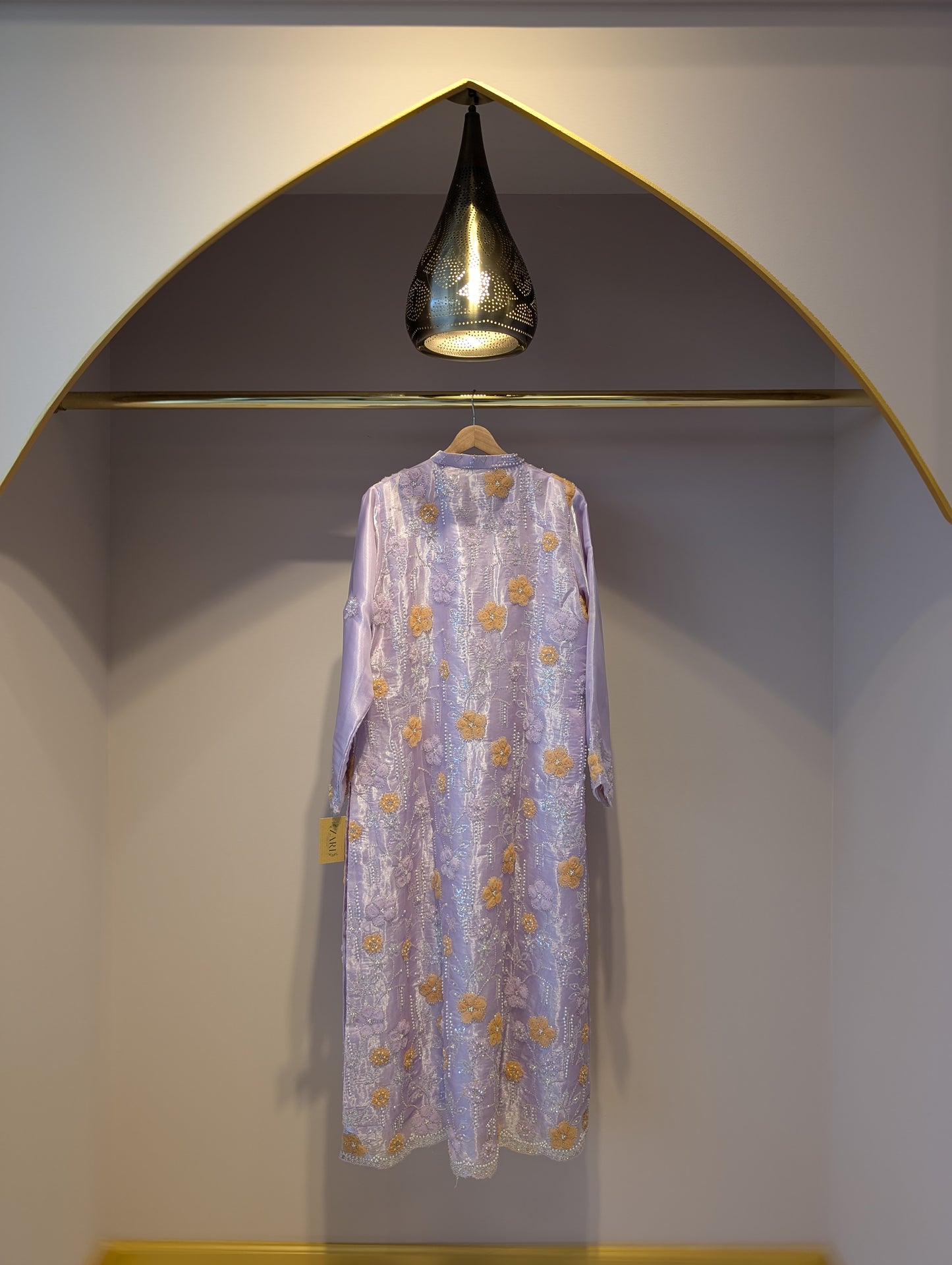 Lavender Embroidered Floral Kurti