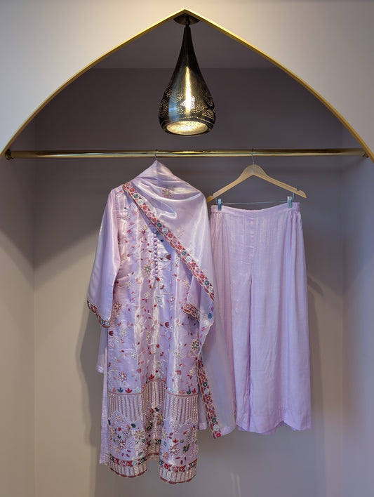 Pink Embroidered Kurti with Red Beading