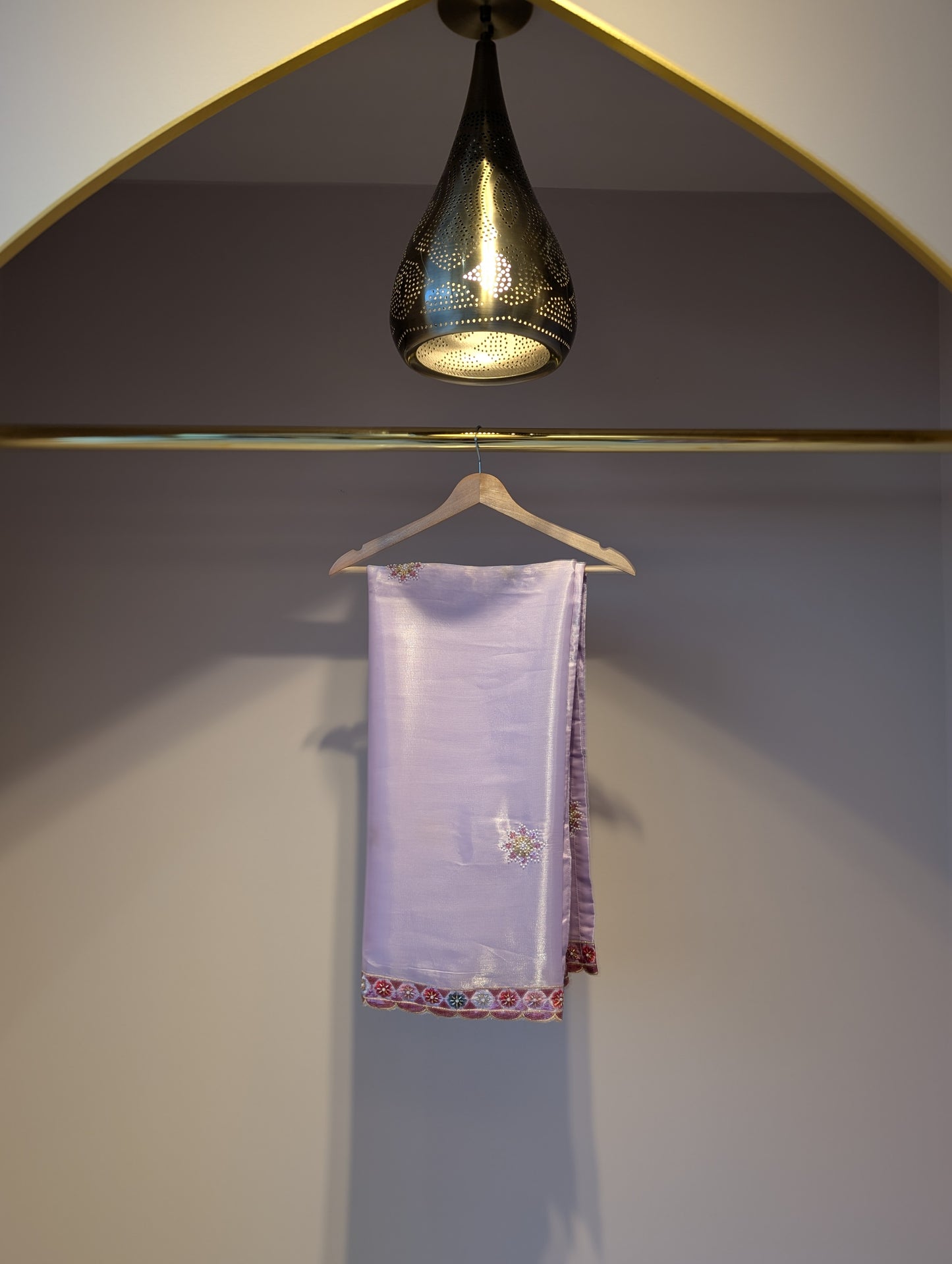 Pink Embroidered Kurti with Red Beading