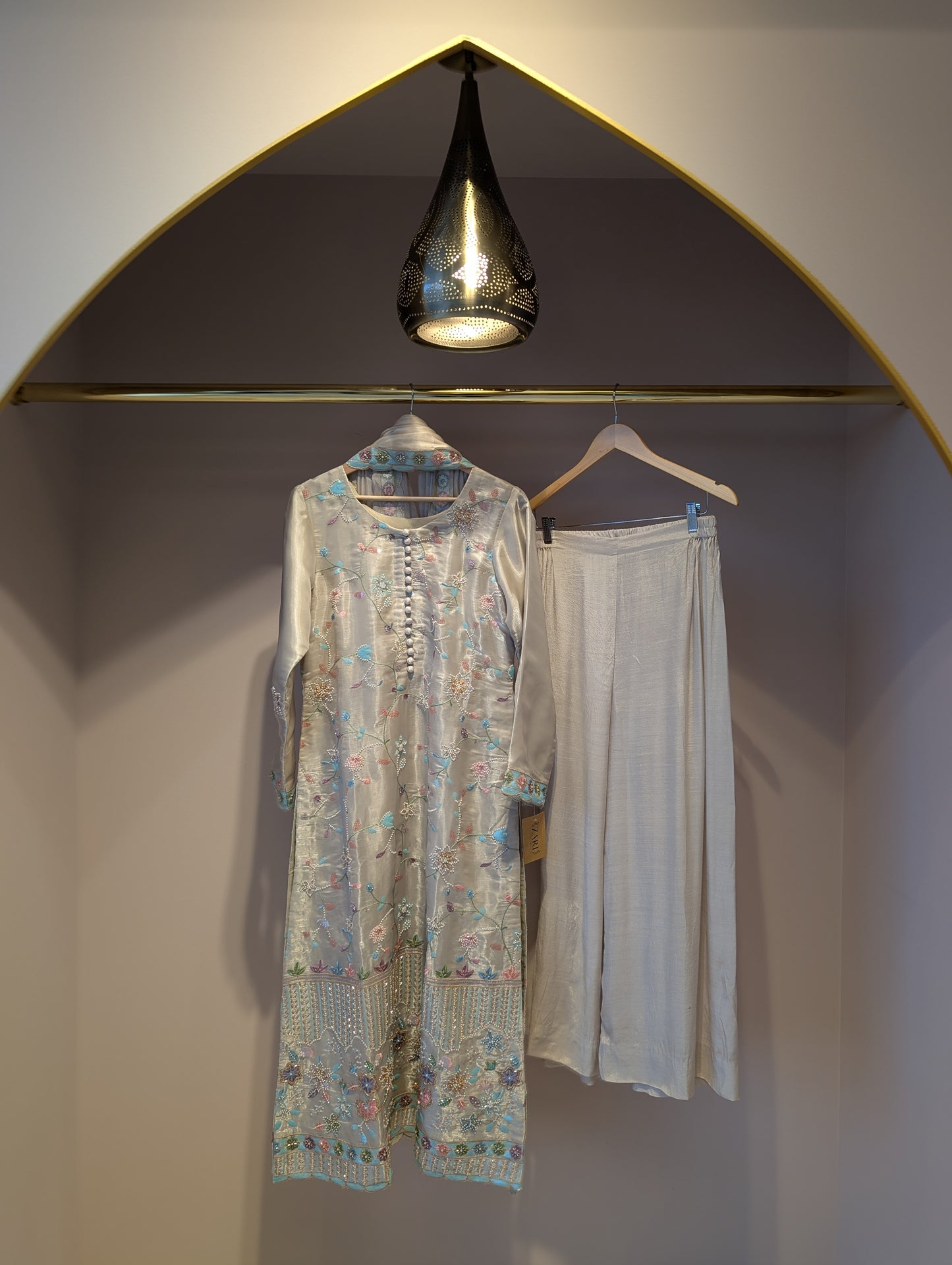 Tan Embroidered Kurti