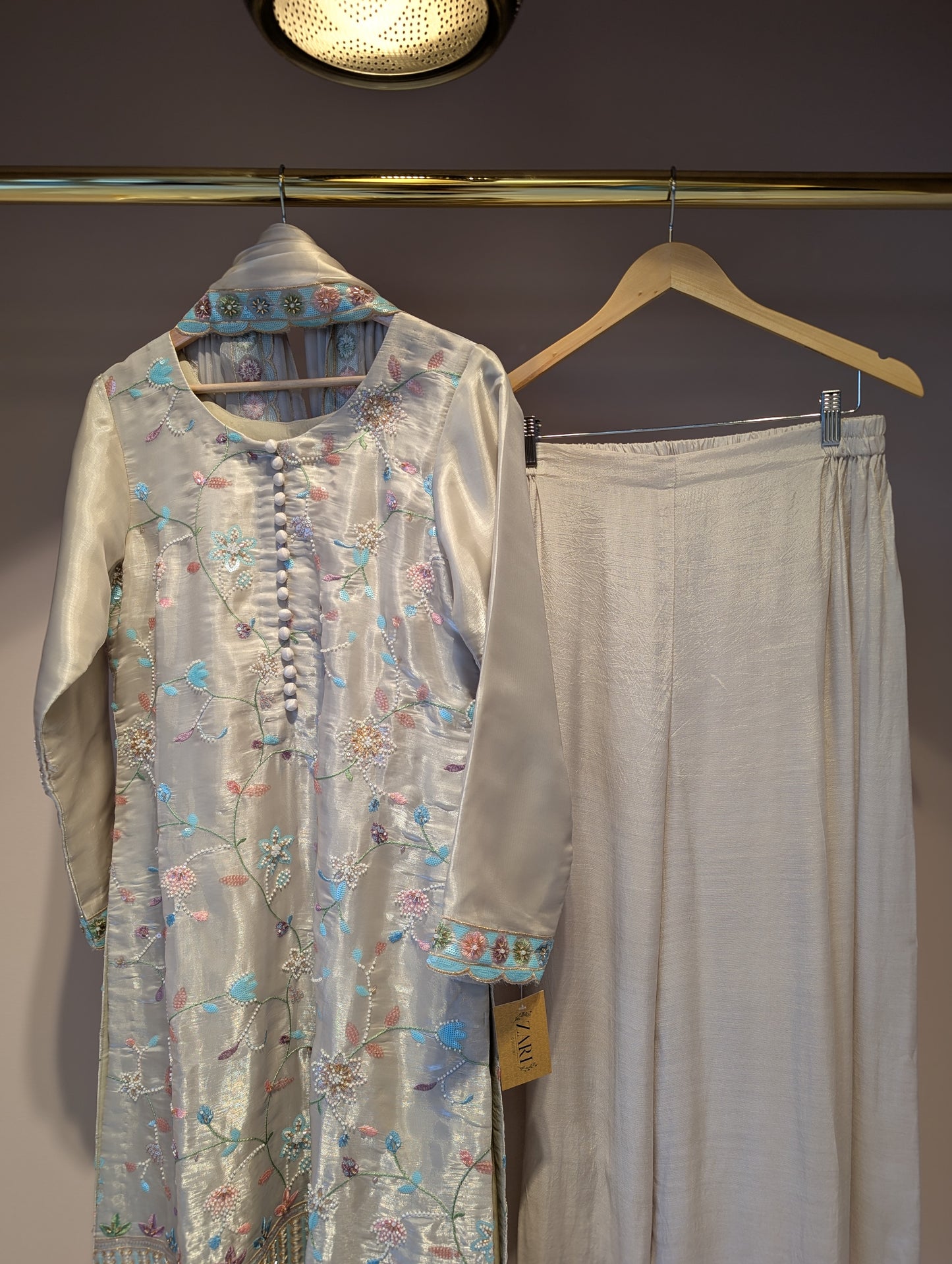 Tan Embroidered Kurti