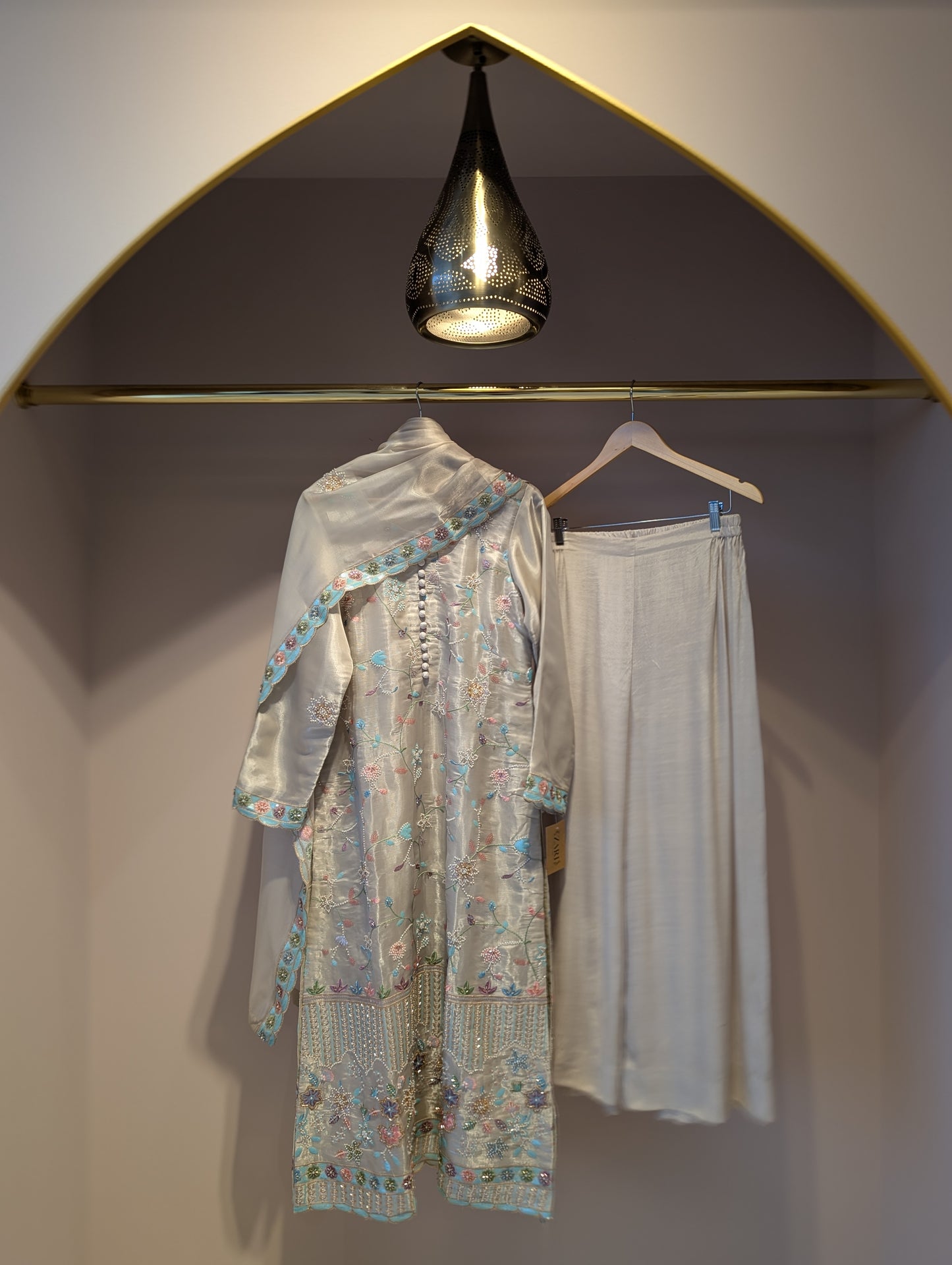 Tan Embroidered Kurti