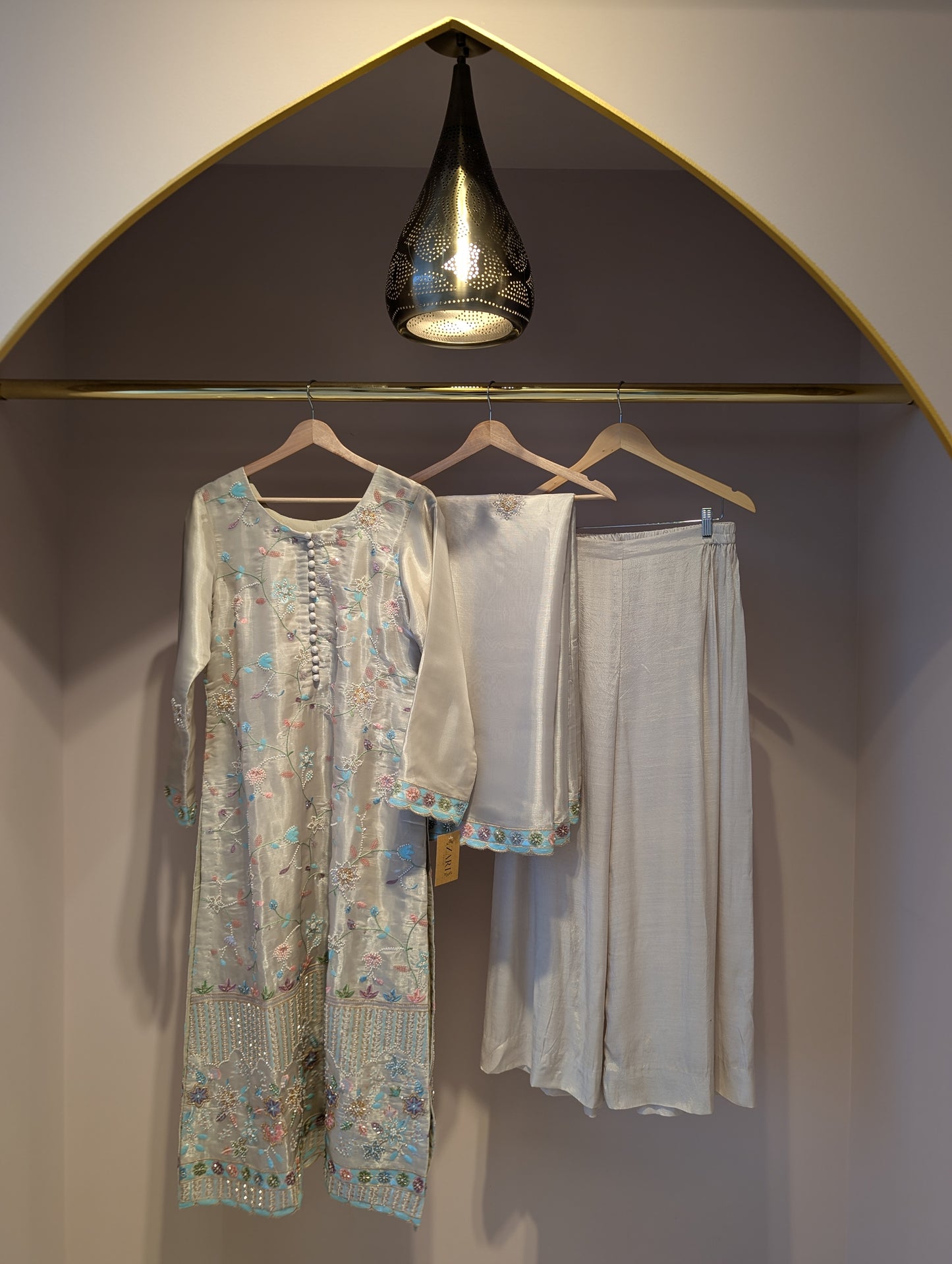 Tan Embroidered Kurti