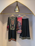Black and Red Cotton Kurti Set