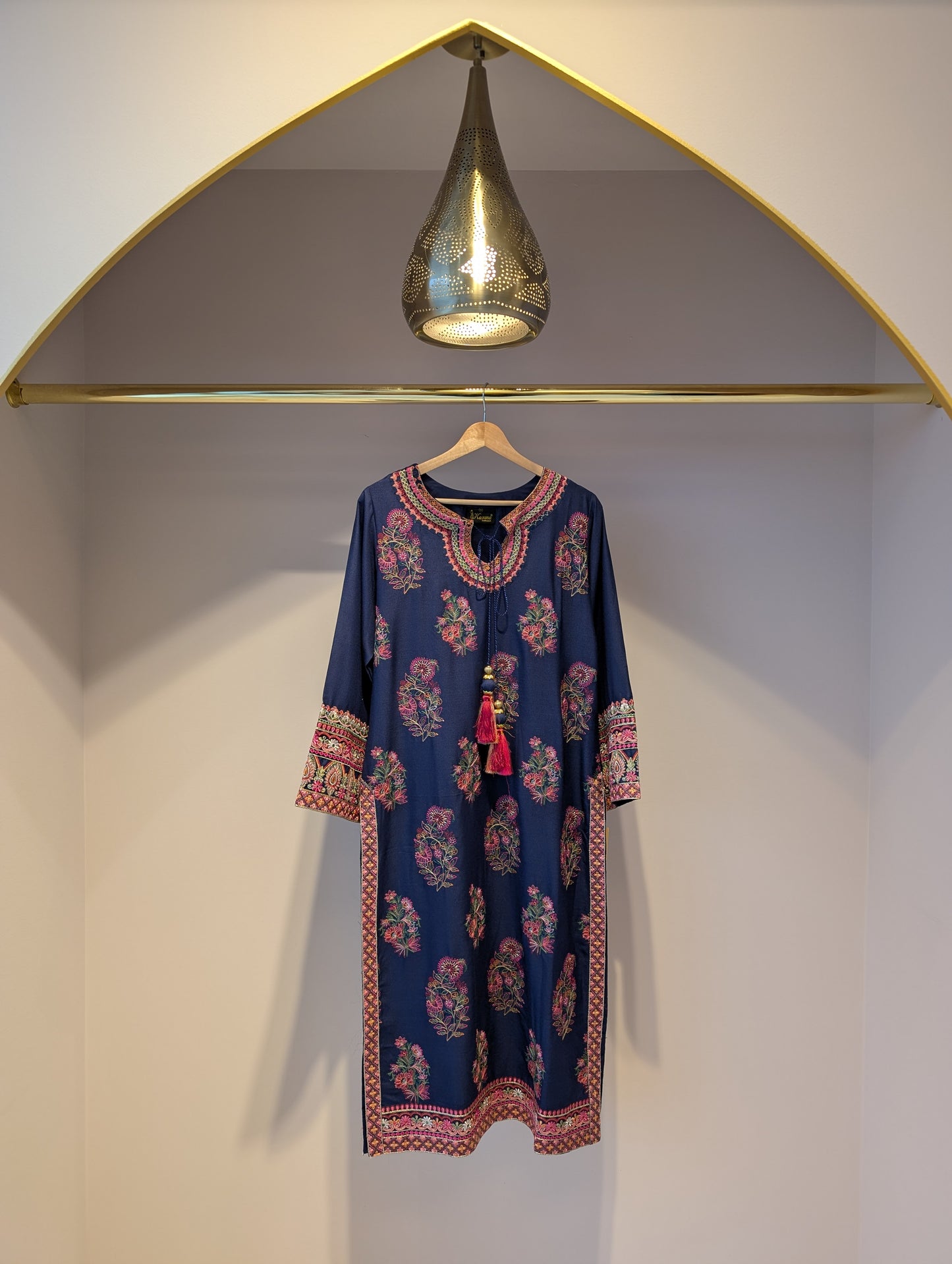 Navy Blue Cotton Kurti Set