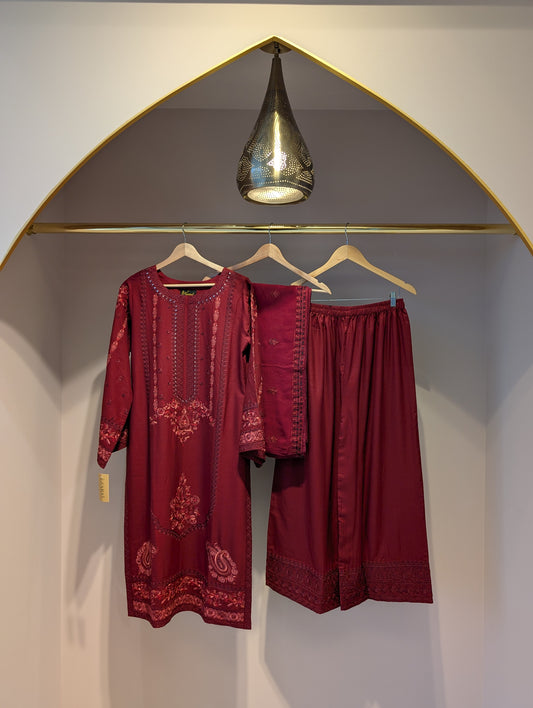 Red Cotton Kurti Set