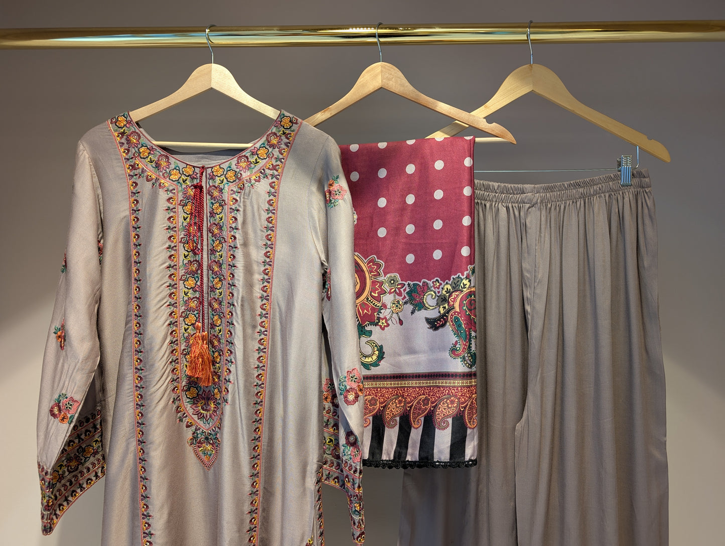 Nude Beige Cotton Kurti Set