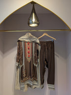 Brown Cotton Kurti Set