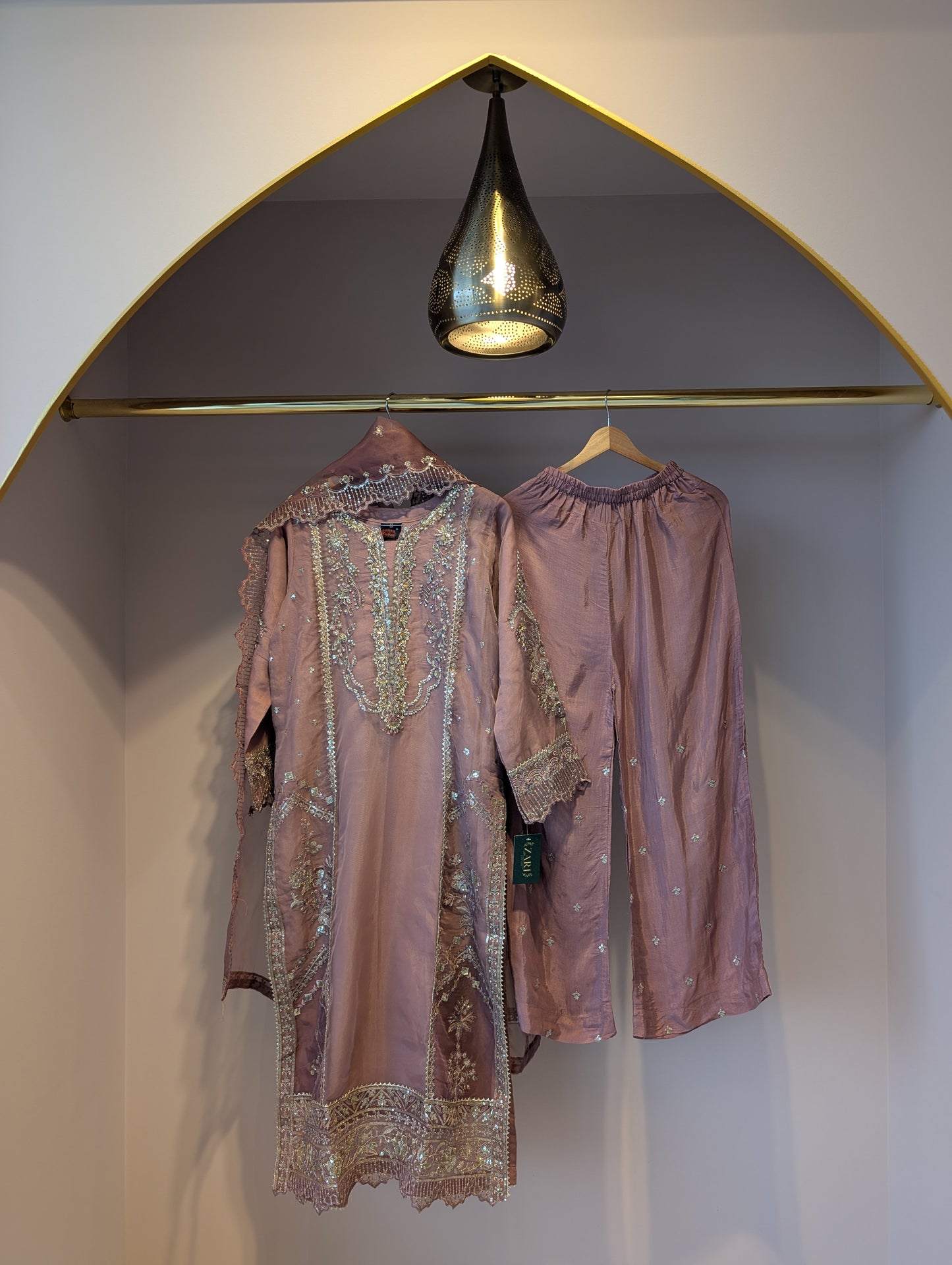Nude Pink and Gold Kurti