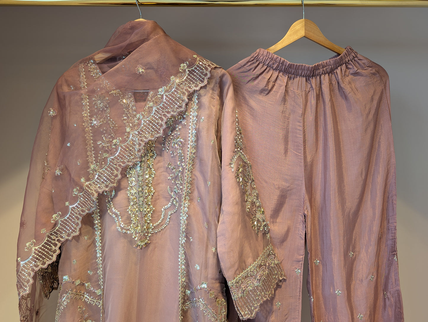 Nude Pink and Gold Kurti