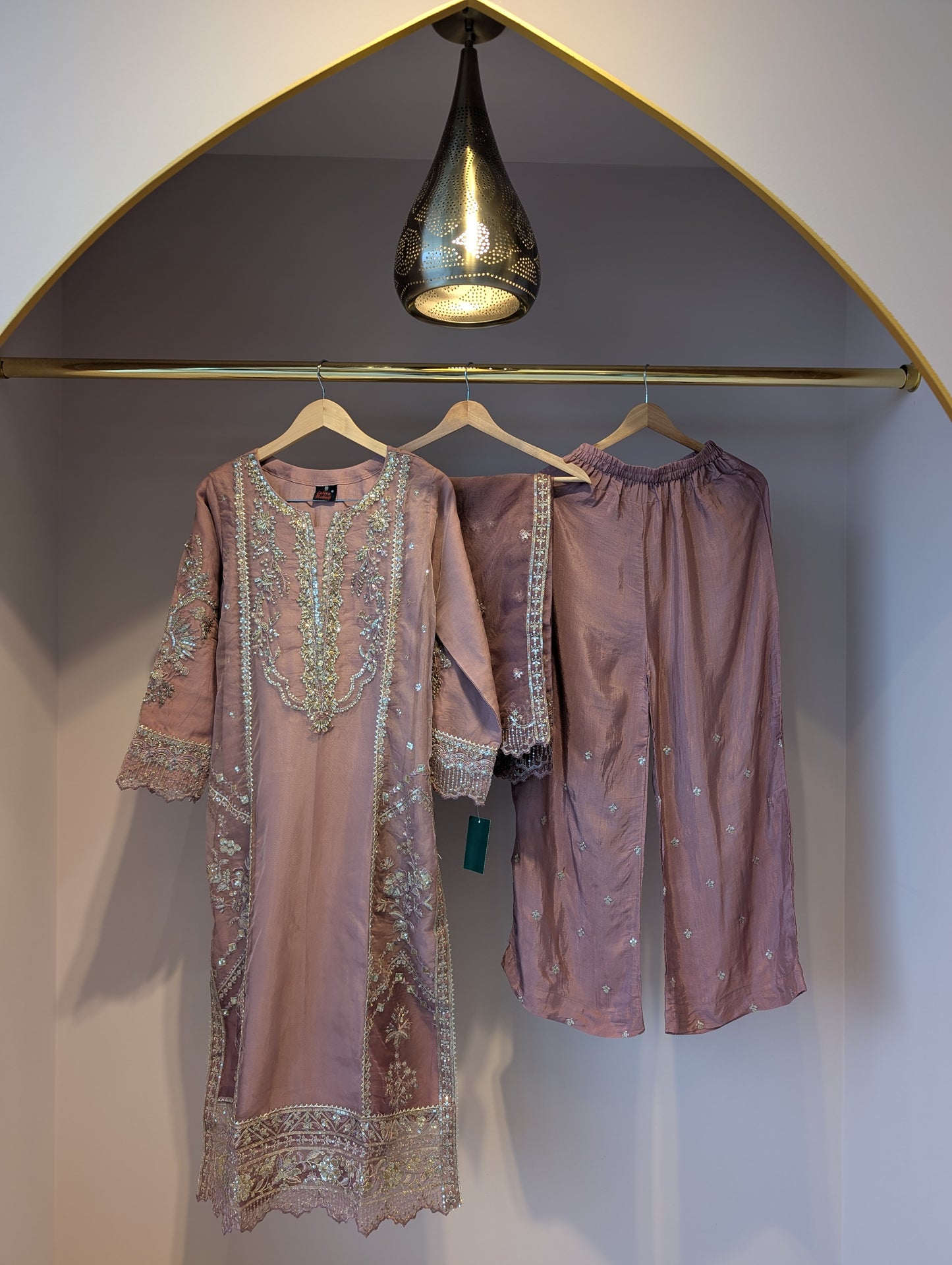 Nude Pink and Gold Kurti