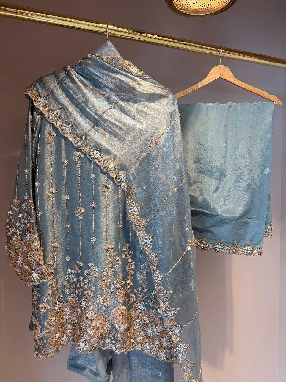 Blue Farshi Shalwar - Mah-E-Noor