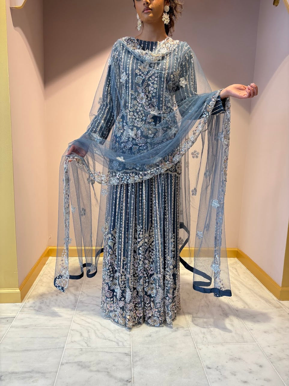 Blue Wedding Wear Lehenga