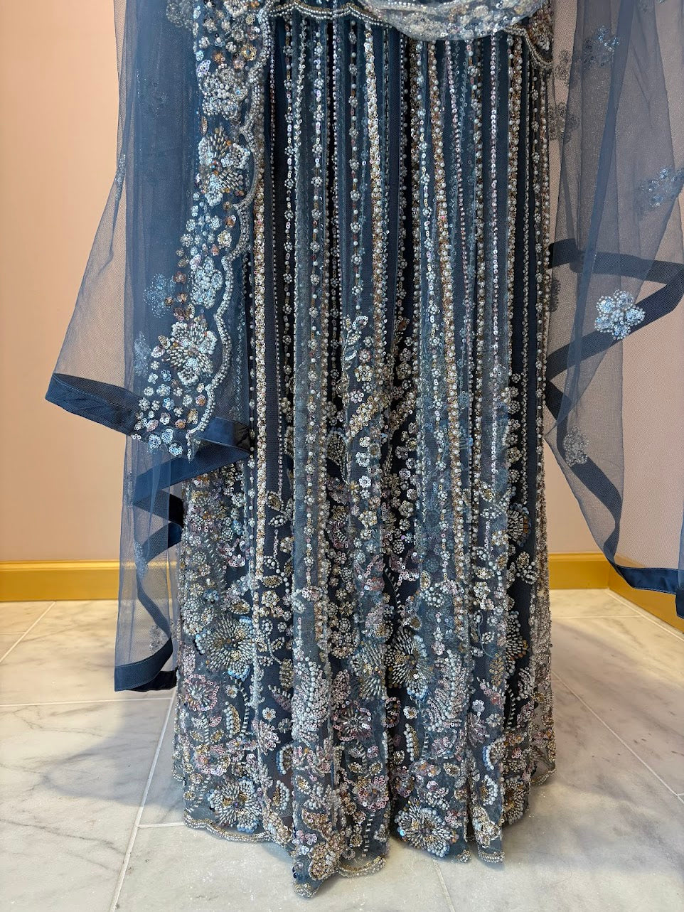 Blue Wedding Wear Lehenga