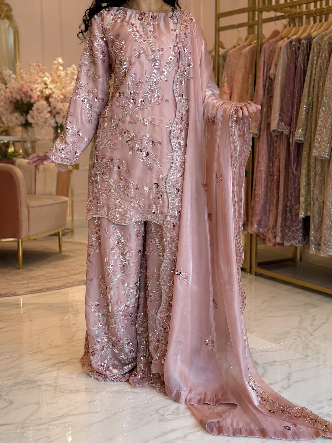 Blush Cherry Blossom Sharara