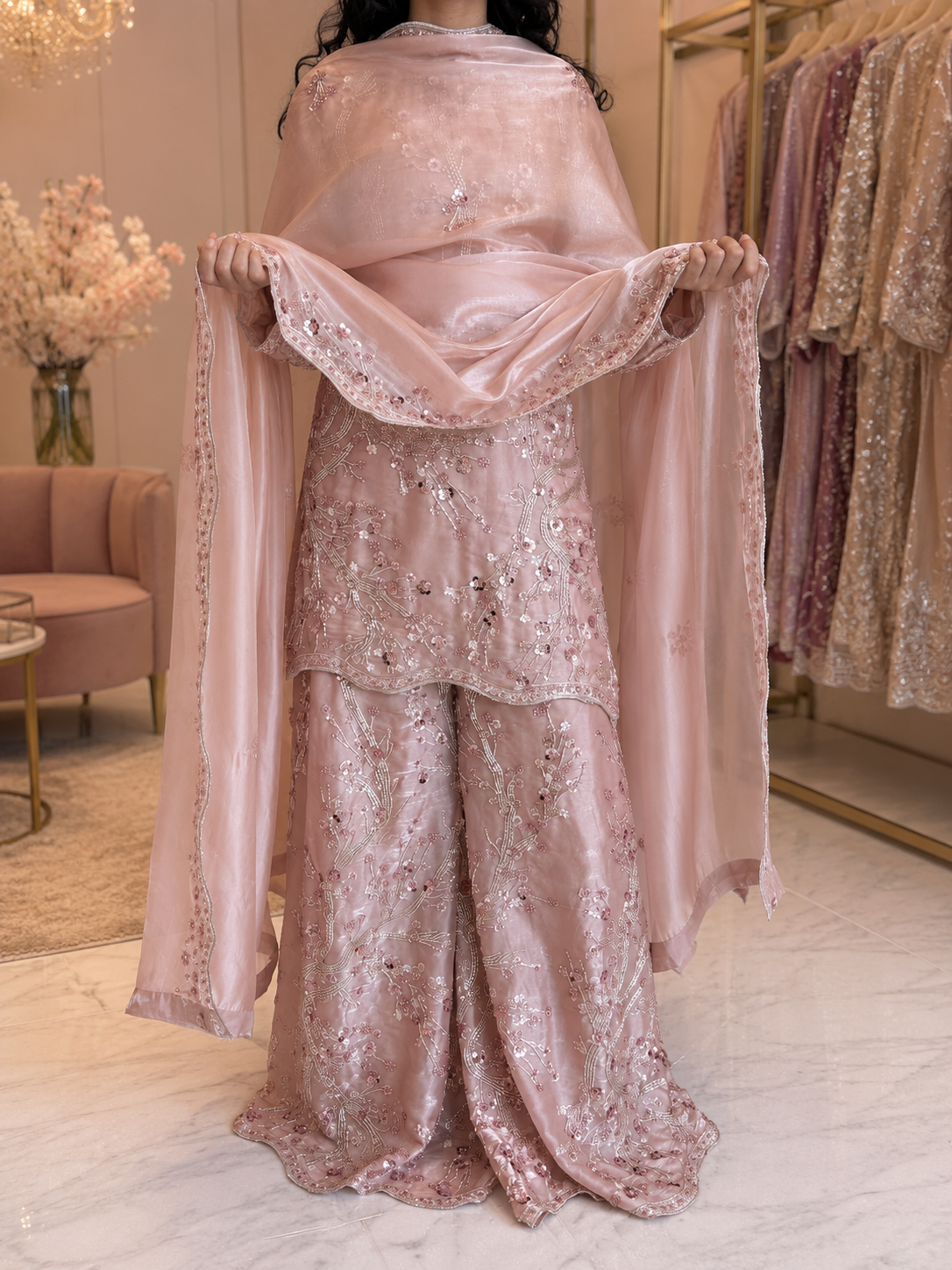 Blush Cherry Blossom Sharara