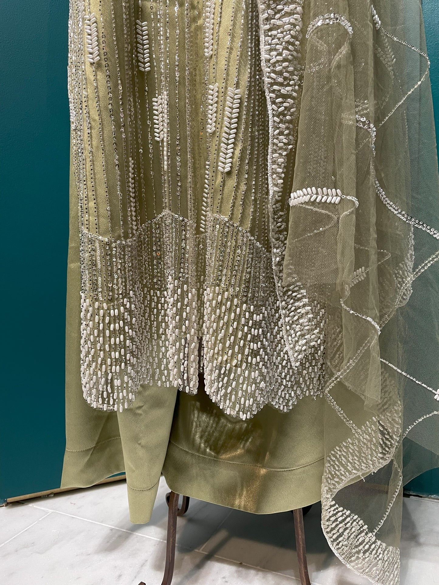 Light Green Wedding Wear Kurti