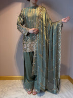 Soft Green Farshi Shalwar - Mah-E-Noor