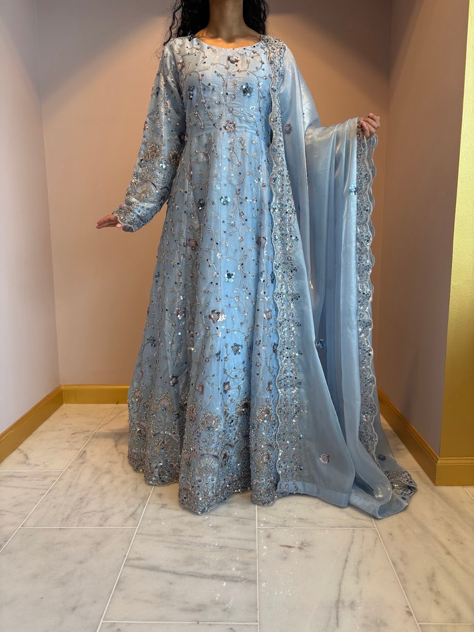 Ice Blue Zeenat Maxi Gown