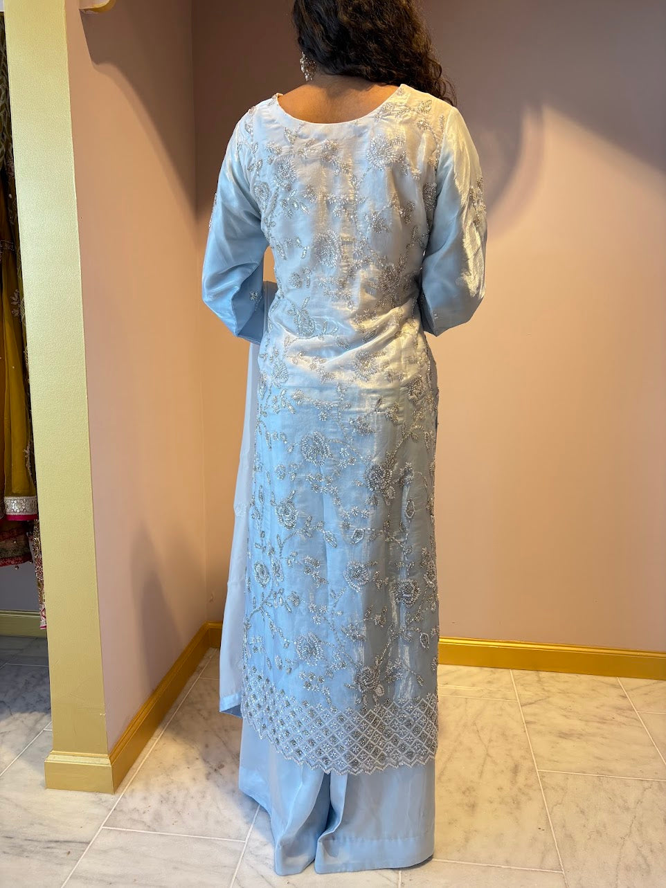 Baby Blue Wedding Wear Kurti