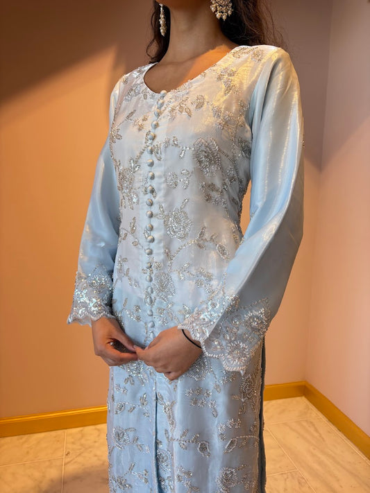 Baby Blue Wedding Wear Kurti