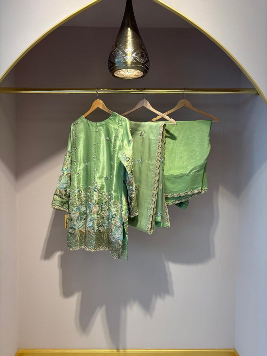Lime Green Farshi Shalwar - Mah-E-Noor