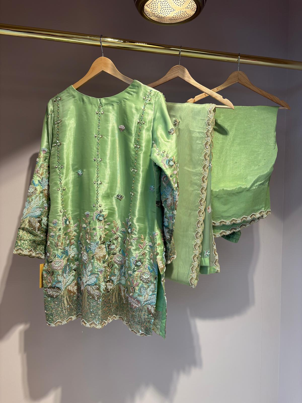 Lime Green Farshi Shalwar - Mah-E-Noor