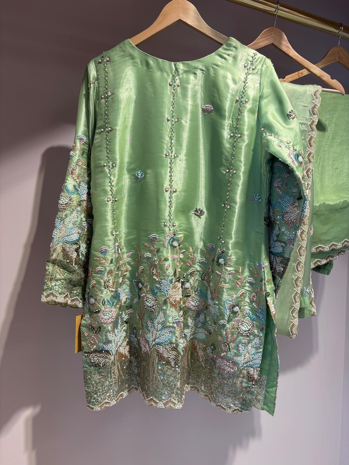 Lime Green Farshi Shalwar - Mah-E-Noor