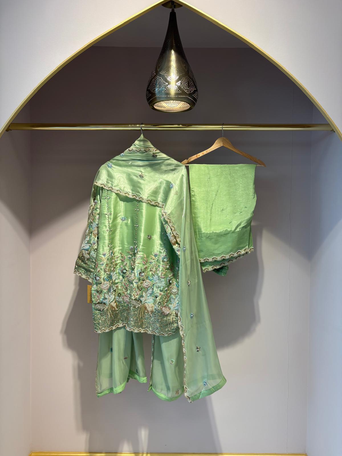 Lime Green Farshi Shalwar - Mah-E-Noor