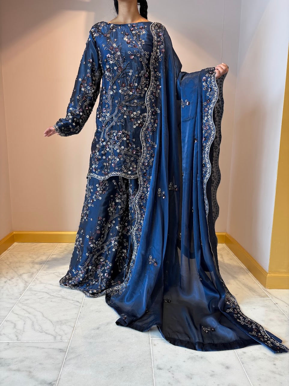 Midnight Cherry Blossom Sharara
