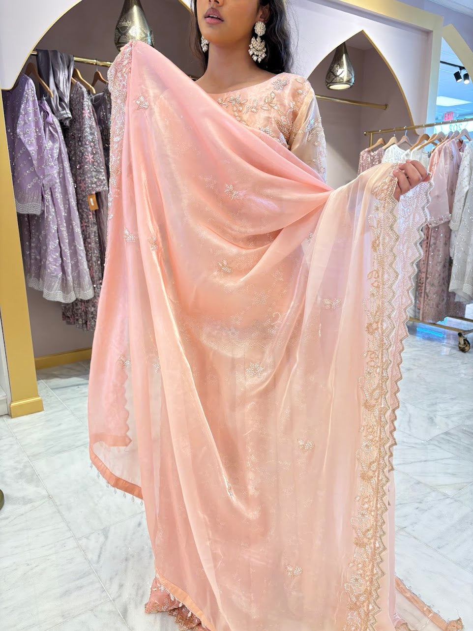 Peach Gulbahaar Lehenga