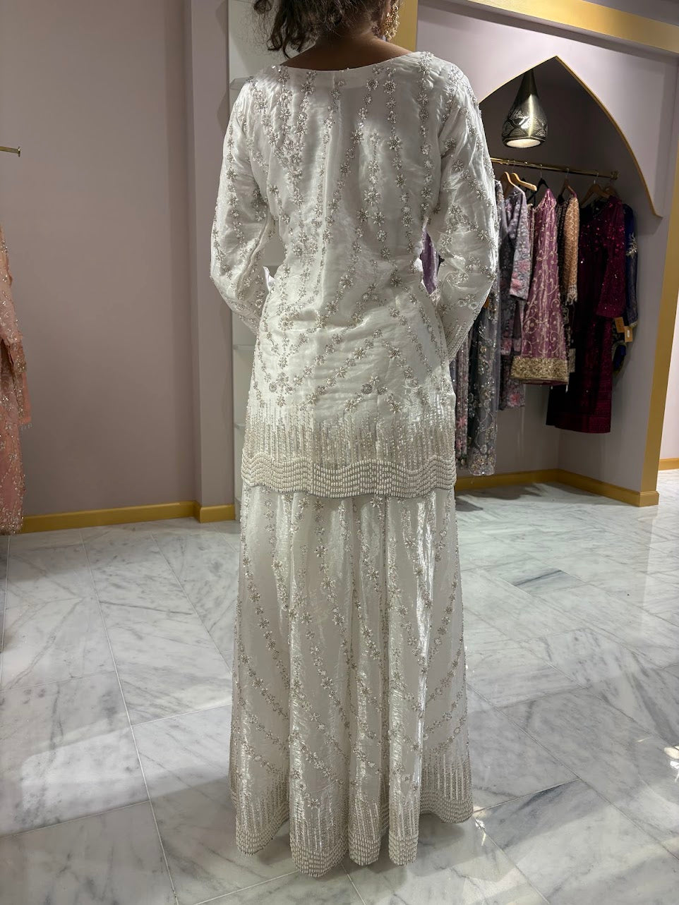 Pearl White Wedding Wear Sharara