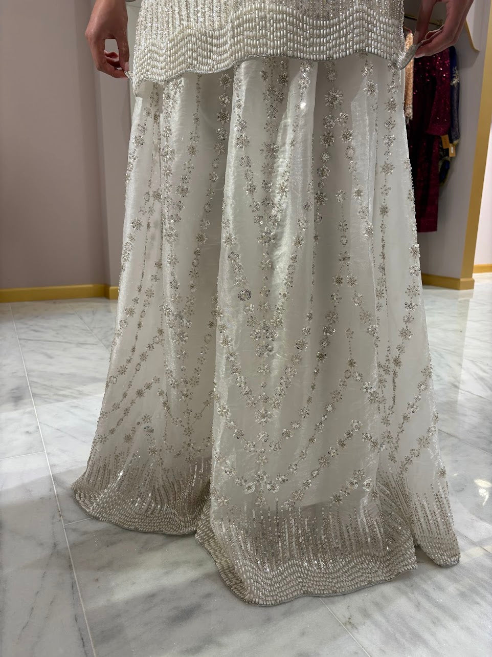 Pearl White Wedding Wear Sharara