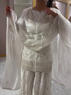 Pearl White Wedding Wear Sharara