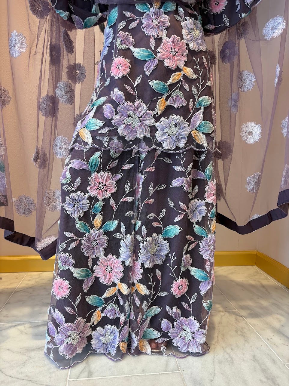 Purple Fiza Flower Sharara