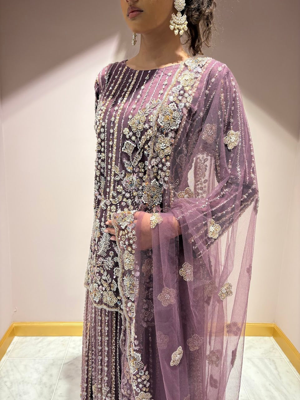 Dark Purple Wedding Wear Lehenga