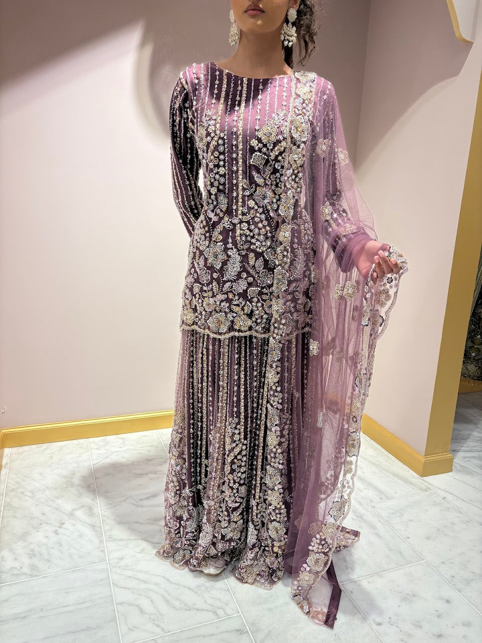 Dark Purple Wedding Wear Lehenga
