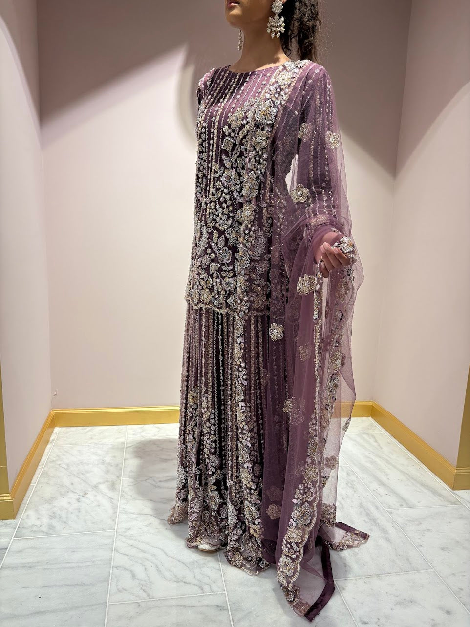Dark Purple Wedding Wear Lehenga