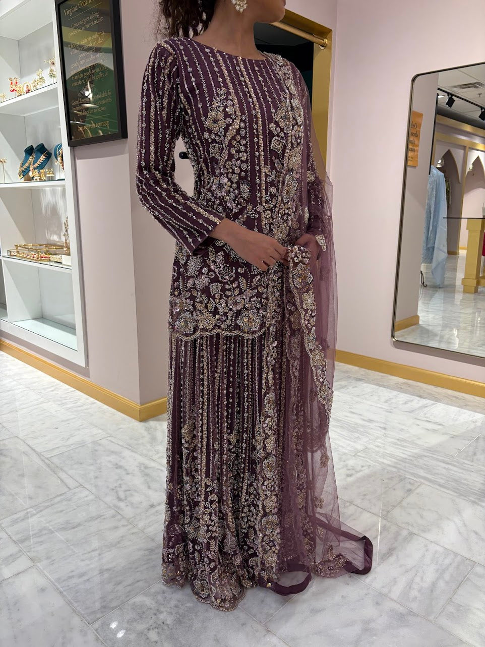 Dark Purple Wedding Wear Lehenga